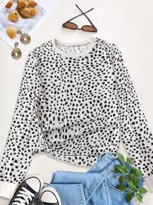 Calvaya 1 pieza Camiseta casual de mujer con cuello redondo y manga larga con estampado total, camisetas gráficas de otoño para mujeres como parte superior de conjunto de primavera
