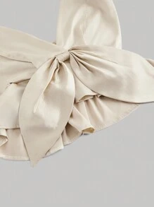 SHEIN MOD Necktie Khaki Satin Shiny Ball Gown Bow Back Tank Top - Khaki - View 3