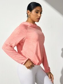 Women Raglan Sleeve Casual Daily Fitness Sports Long Sleeve Sweatshirt