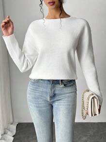 SHEIN LUNE New European & American Style Casual Loose Knit Sweater, Fashion Minimalist Knitwear For Women, Autumn/Winter