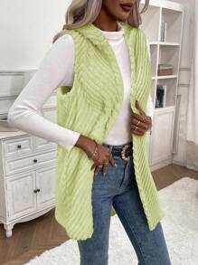 SHEIN LUNE Chaqueta regular versátil de unicolor con capucha y sin mangas