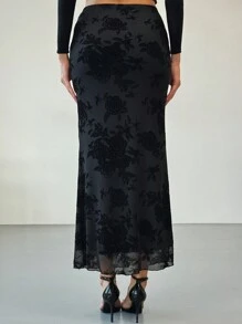 Aloruh Falda entallada con estampado floral minimalista para mujer, uso casual diario