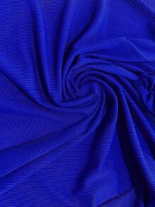 SHEIN Clasi Plus Scallop Trim Ruched Front Tee - Blue - View 8