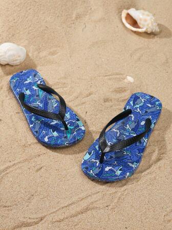 1 双儿童泡沫 EVA 纯色防滑后带人字拖，卡通动物图案