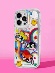 THE POWERPUFF GIRLS X SHEIN Cute Cartoon Pattern Laser Engraved Fashionable Phone Case - Silver - View 2