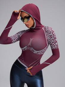Innovista Seamless 3D Sculpting And Snake Texture Sports Outdoor Sweatshirts, Middle Support Racerback Sweatshirt , Hiking, Camping, Run, Workout, Gym Daily, Fall Sweatshirts, Going Out Tops, Workout Tops, Long Sleeves Sweatshirts, Fall Woman Outfits, Outdoor, Skiing Sweatshirts, Fall Winter Women Outfit, Core Motion, Valentines - Burgundy - View 11