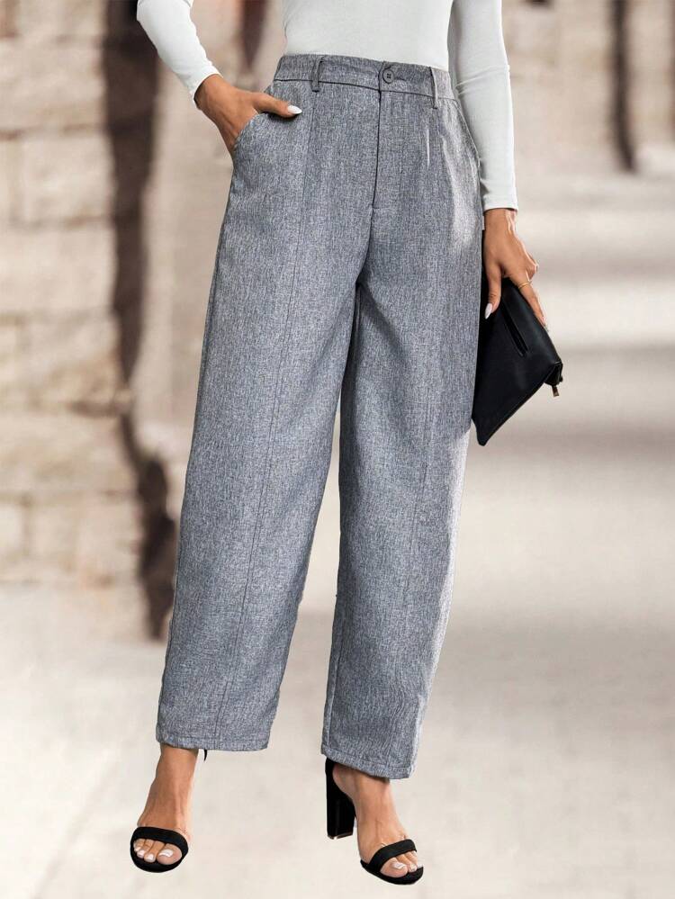 Women's Casual Front Button Pocket Long Pants, Everyday Wear