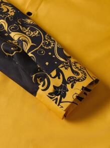 Manfinity AFTRDRK Men's Retro Printed Long Sleeve Shirt, Fashionable For Autumn, For Fall - Yellow - View 4