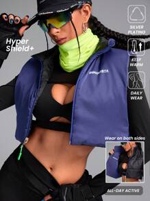 Innovista Veste de sport rembourrée à coupe ample et réversible pour femme, veste sans manches à col montant matelassée, vestes de ski, vêtements de montagne et de sport, tenue d'automne pour femme, vêtements de randonnée, veste zippée pour femme, vêtement chaud pour l'extérieur, tenue d'automne et d'hiver pour femme, veste d'hiver pour femme, vêtement thermique