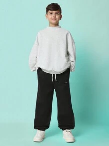 SUMWON 运动休闲裤 抓绒舒适 弹力裤脚 秋冬休闲运动裤 青少年休闲运动服 - 黑色 - 查看 2