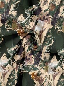 SHEIN SXY Plus Size Casual Plant Camouflage Straight Pants For Women Spring And Autumn Bottoms