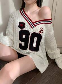 DAZY Women's Sporty Color Block Pullover Sweater,Fall Clothes