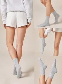 GLOWMODE Step Out Wool-Blend Seamless Toe Construction Crew Socks Daily Casual - Grey - View 8