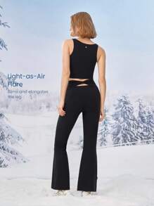 GLOWMODE 31" FeatherFit™ High Waist Flare-Leg Leggings Christmas Gifts Holiday  Low Impact Yoga Daily Spring Summer - Black - View 2