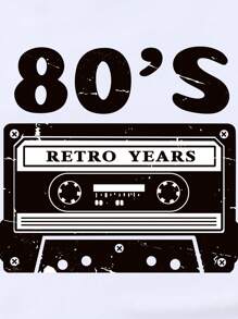 INAWLY Audiotape Print Contrast Binding Tee Graphic Tees Women Tops - White - View 3