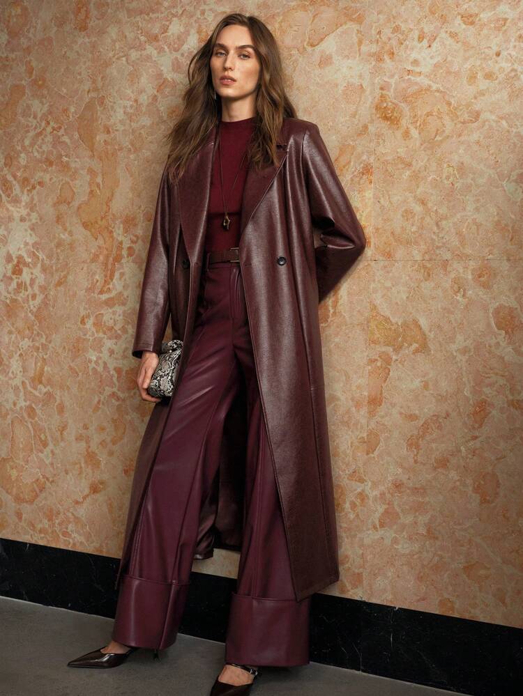 LAPEL COLLAR DOUBLE BREASTED TRENCH COAT