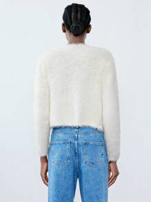 Chiquease Cardigan ample à manches longues, col boutonné et doux pour femmes en hiver