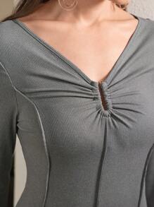 Feyla 女士优雅收腰纯色长裙，秋季