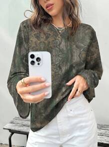 INAWLY Women's Casual Sweatshirt With Nature Tree Bark And Leaves Design, Long Sleeve, For Outdoor Autumn/Winter Pullover Fall - Multicolor - View 4