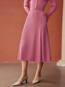 MOTF PREMIUM 罗纹 A 字形毛衣裙 - 玫紅色 - 查看 4