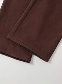 Pantalones rectos con estampado en inglés de estilo callejero informal para niñas preadolescentes, adecuados para salir diariamente, estilo callejero, primavera/otoño - Marrón - Ver 6