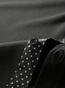 Manfinity Homme 大码男士秋季圆点印花拼接单排扣休闲衬衫 - 黑色 - 查看 8