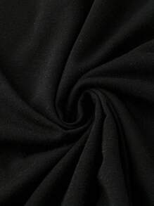 SHEIN LUNE Áo thun tay ngắn cổ tròn in hình khẩu hiệu mừng năm mới 2025 cỡ lớn cho nữ, Áo thun họa tiết năm mới cho nữ - màu đen - Xem 4