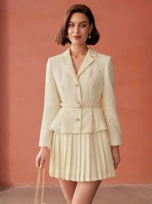 MOTF PREMIUM VESTIDO PLISADO DE TWEED