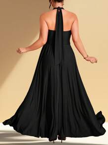 Celure Plus Size Simple Casual Everyday Dress Maxi Women Outfit - Black - View 4