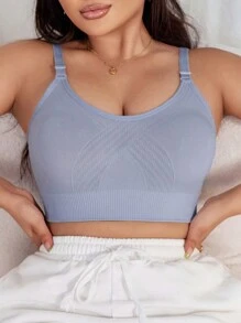 Seamless Strap Women's Wireless Bra, 1pc - Baby Blue - View 3