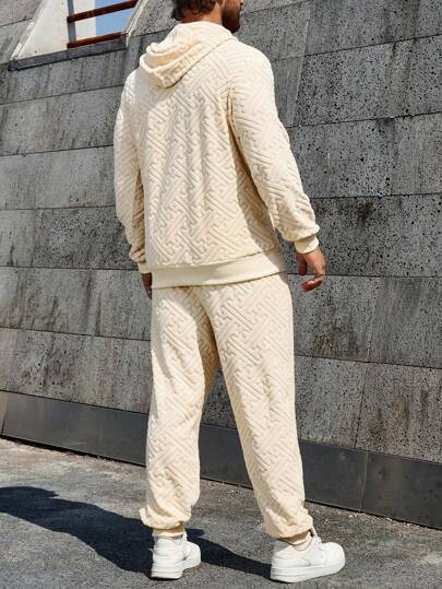 Manfinity Homme Plus Size Men Set Solid Color Simple Fashionable Casual Daily Hoodie And Pants