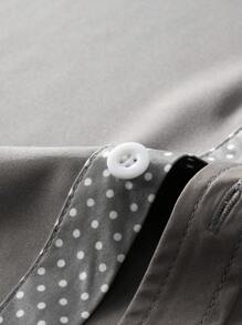 Manfinity Homme Kemeja Lengan Panjang Patchwork Polkadot Ukuran Besar untuk Pria - Grey - View 6