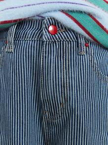 THE HAPPY LOOK Tween Boy Denim Pants With Striped Design, Casual And Fashionable For Daily Wear