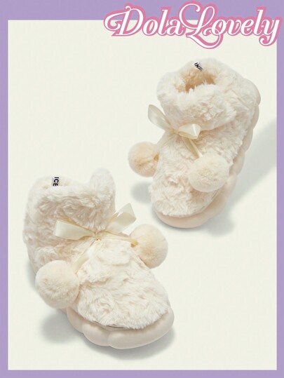 Dola Lovely نعال منزلية دافئة ذات نمط كاكتوس لطيف، مغلقة الأصبع، بطانة فرو وقاع سميك، للنساء في فصلي الخريف والشتاء وأعياد السنة الجديدة