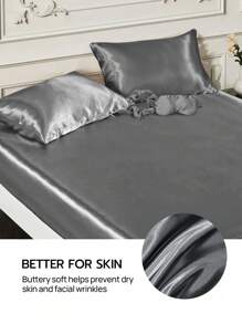 3 Pcs/Set 1pc Silky Satin Pillowcase, 1pc Blackout Eye Mask, 1pc Scrunchie,Silky Pillow Case For Hair And Skin, Luxurious And Silky Smooth, Ultra Soft And Breathable, No Pillowcore, Machine Washable ,Good Gifts For Mum Dad Friend And Travel Sleep, Wedding Gift, Grey