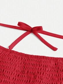 SHEIN Wildeya Donkere esthetische taille-cinch vierkante hals lange mouw jurk voor tienermeisjes