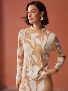 MOTF PREMIUM Blumenmuster Rollkragen Pullover - Verschiedenfarbig - Übersicht 7