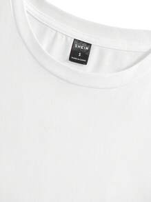 SHEIN EZwear Áo thun nữ cổ tròn tay ngắn in hình người tuyết mừng năm mới 2025 giản dị cho mùa hè, 34% cotton - trắng - Xem 4