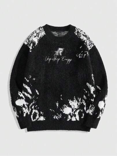 Maglione casual da uomo con motivo a colori a contrasto, adatto per autunno/inverno