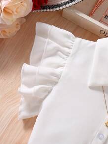 SHEIN 2pcs/Set Tween Girls Summer Cap Sleeve Shirt & Sequin Shorts Set,Holiday,Summer,Travel