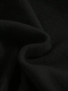 SHEIN Leap Crew Tween Girl Oversized High Neck Long Sleeve Sweater - Black - View 4