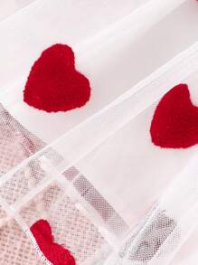 SHEIN 2pcs/Set Baby Girl Stylish Casual Heart Embroidery Denim Jacket & Matching Outfit, Spring/Summer - Red - View 7