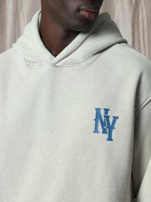 Felpa con cappuccio oversize per il dominio mondiale Sumwon, collezione streetwear invernale, con cappuccio ampio, taschino canguro, casual, per attività fisica - Grigio - Visualizzare 5