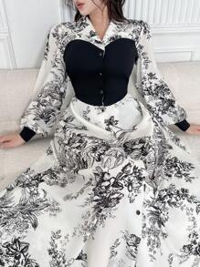 Feyla 女士中长连衣裙 - 黑與白 - 查看 2