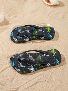 1 双儿童泡沫人字拖鞋，EVA 纯色防滑运动凉鞋，卡通动物图案 - 彩色 - 查看 3