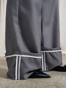 AiiRZ Turn Up Tailored Wide Leg Trousers