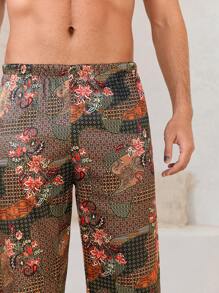 Manfinity ChillVibe Men's Minimalist Graphic Detail Casual Loungewear Bottoms, Daily Casual Wear - Multicolor - View 5