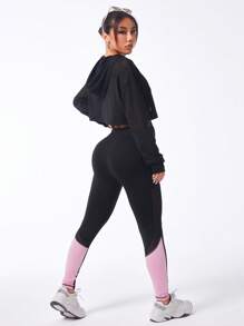 Easithlete 女士字母印花简约连帽衫和裤子运动套装