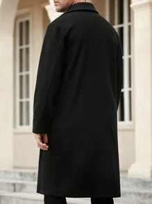 Manfinity Homme Men's Mature Style Casual Long Overcoat - Black - View 4