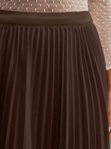 Anewsta Stedelijke stijl geplooide A-lijn rok, minimalistische mode casual alledaagse kleding maxi damesoutfit